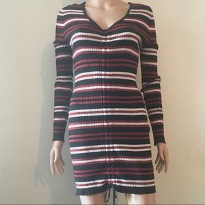 Cute ribbed long sleeve sweater dress